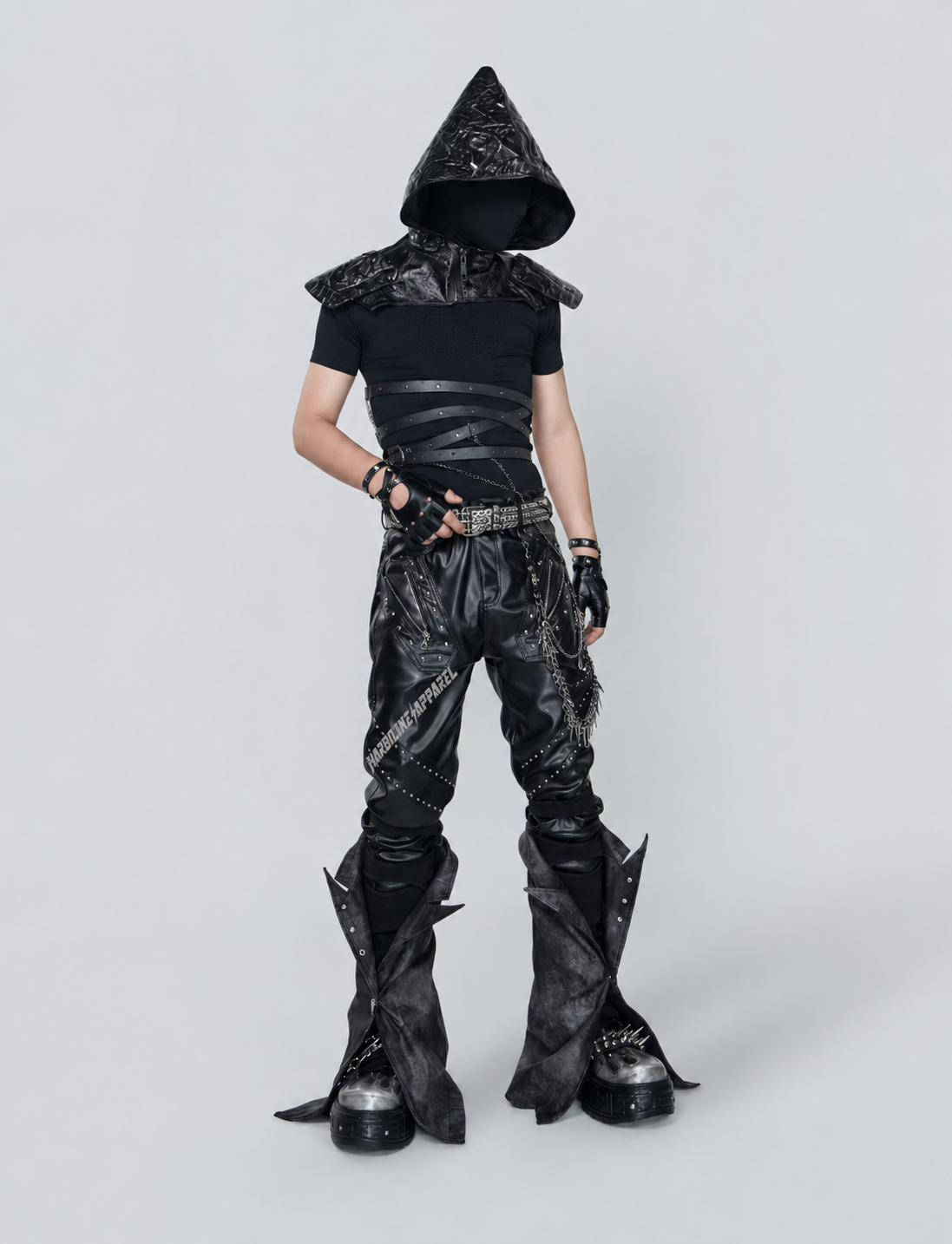 Dark Mystic Hooded Leather Vest Main image