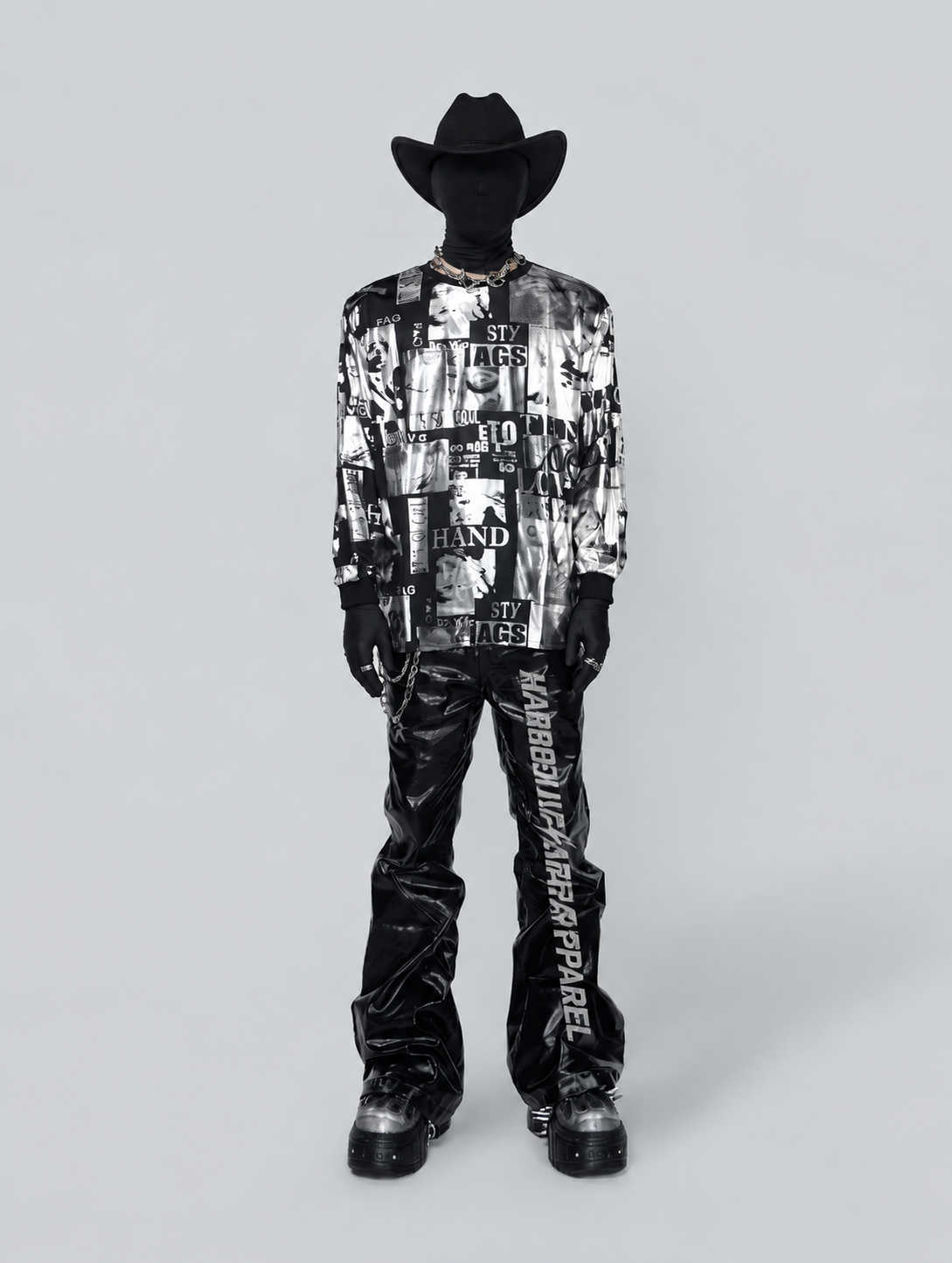 Noir Newspaper Graphic Long Sleeve Tee Main image