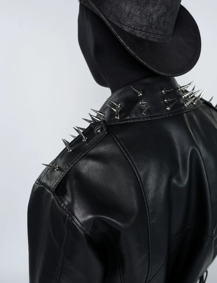 Obsidian Edge Cropped Leather Jacket