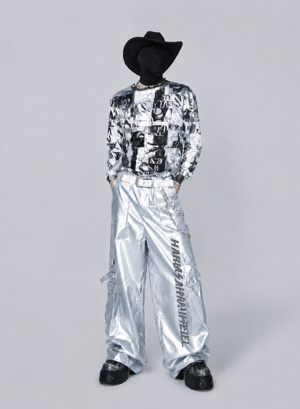 Noir Newspaper Graphic Long Sleeve Tee