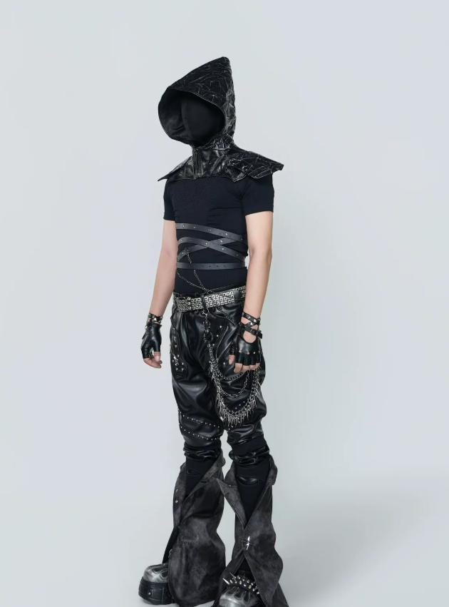 Dark Mystic Hooded Leather Vest