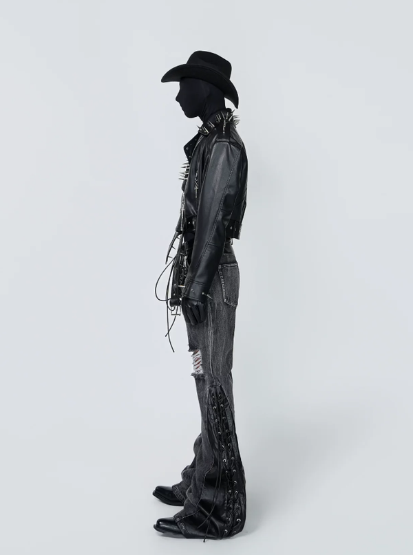 Obsidian Edge Cropped Leather Jacket