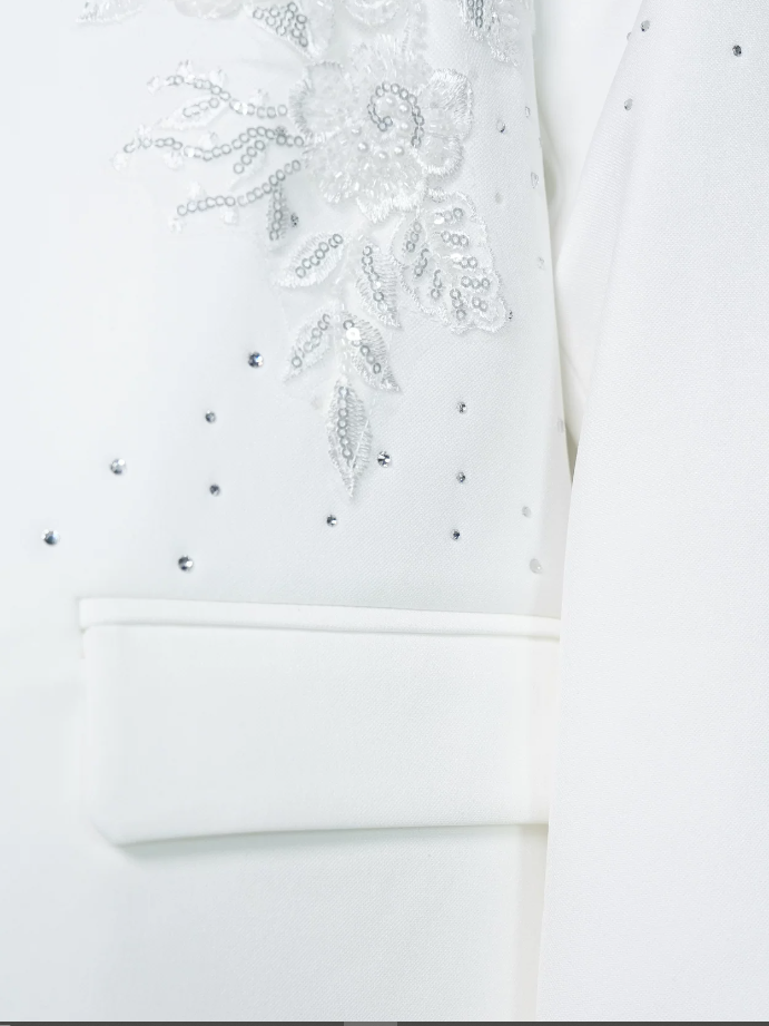 Ivory Royale Crystal Tuxedo Blazer