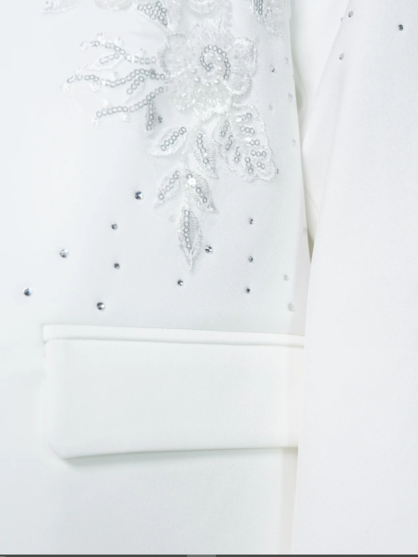Ivory Royale Crystal Tuxedo Blazer