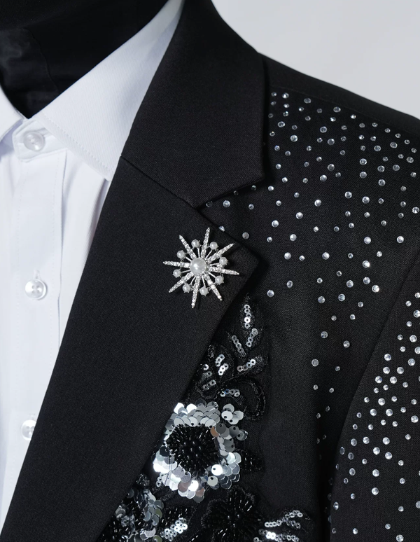 Midnight Crystal Structured Blazer