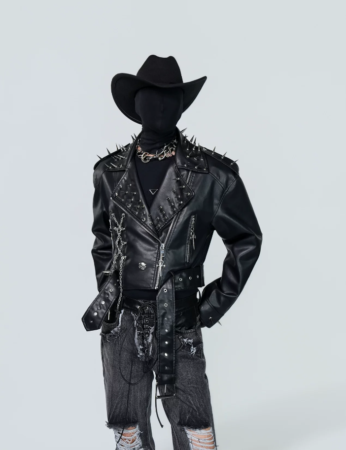Obsidian Edge Cropped Leather Jacket