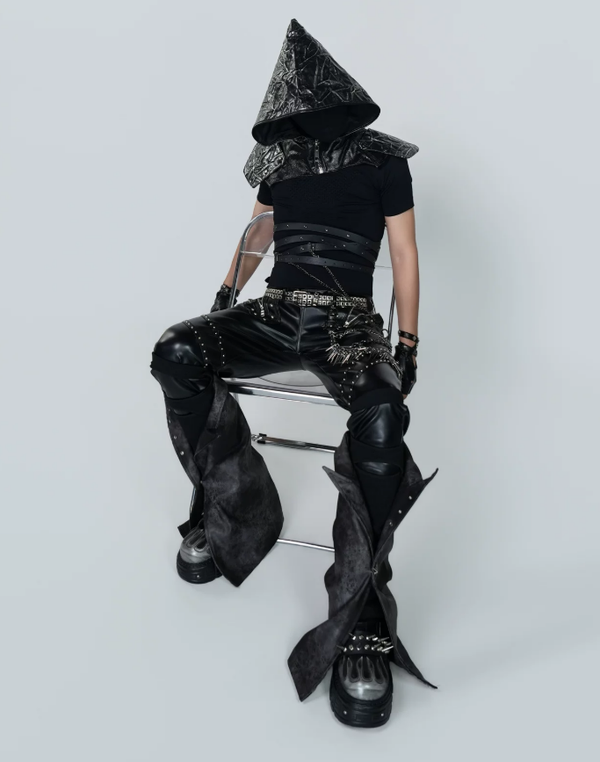 Dark Mystic Hooded Leather Vest