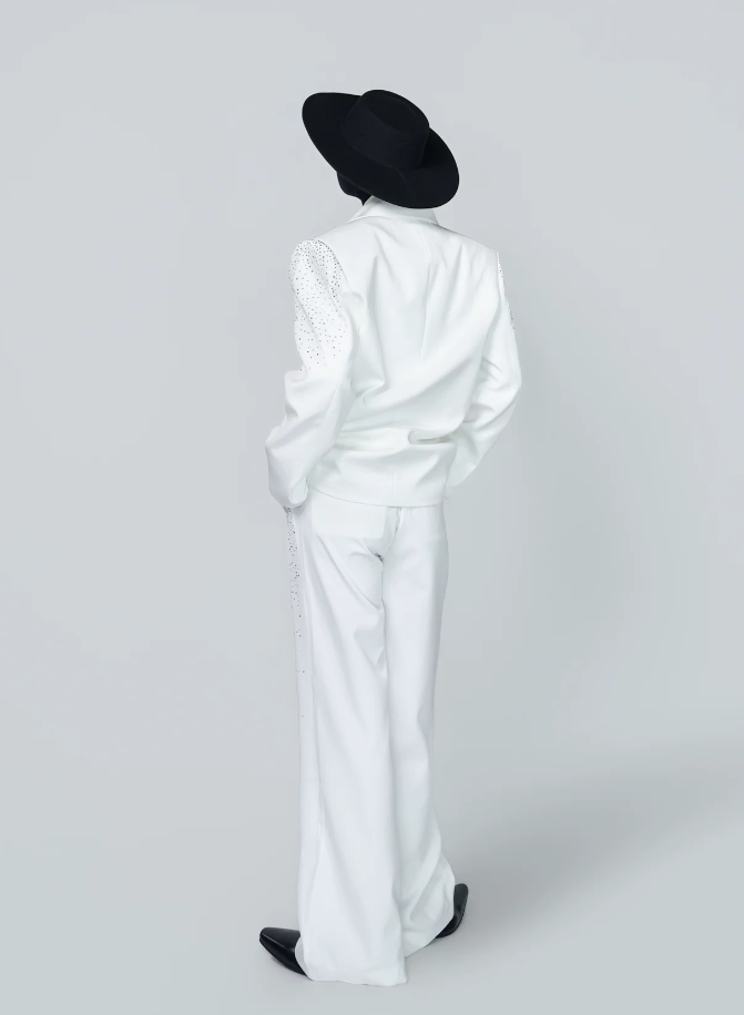 Ivory Royale Crystal Tuxedo Blazer