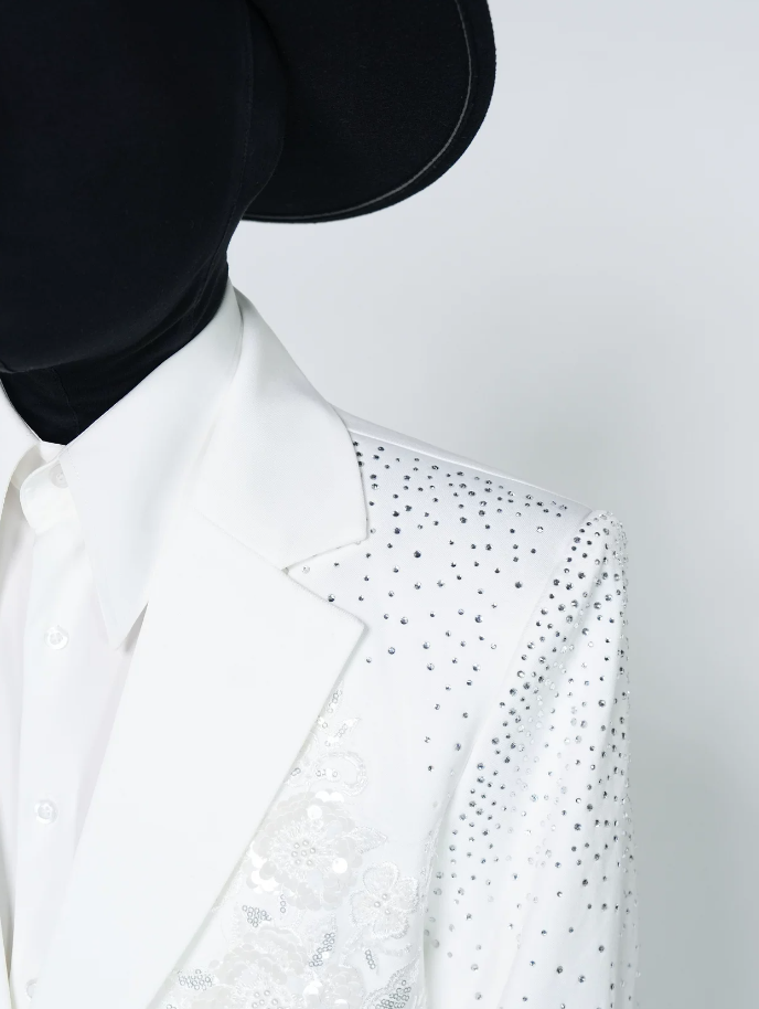 Ivory Royale Crystal Tuxedo Blazer