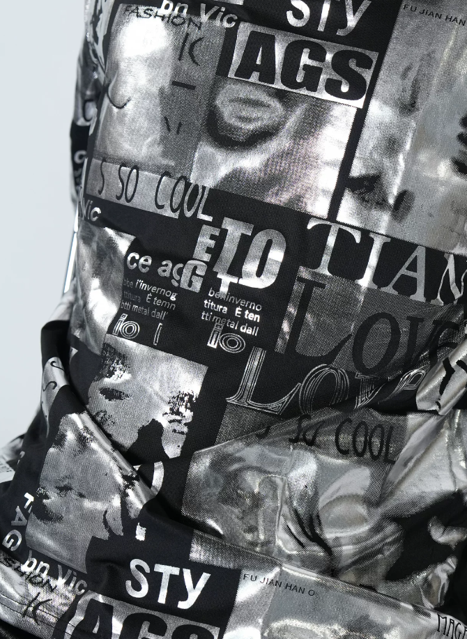 Noir Newspaper Graphic Long Sleeve Tee