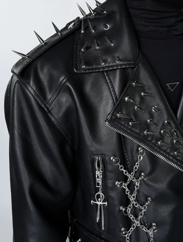 Obsidian Edge Cropped Leather Jacket